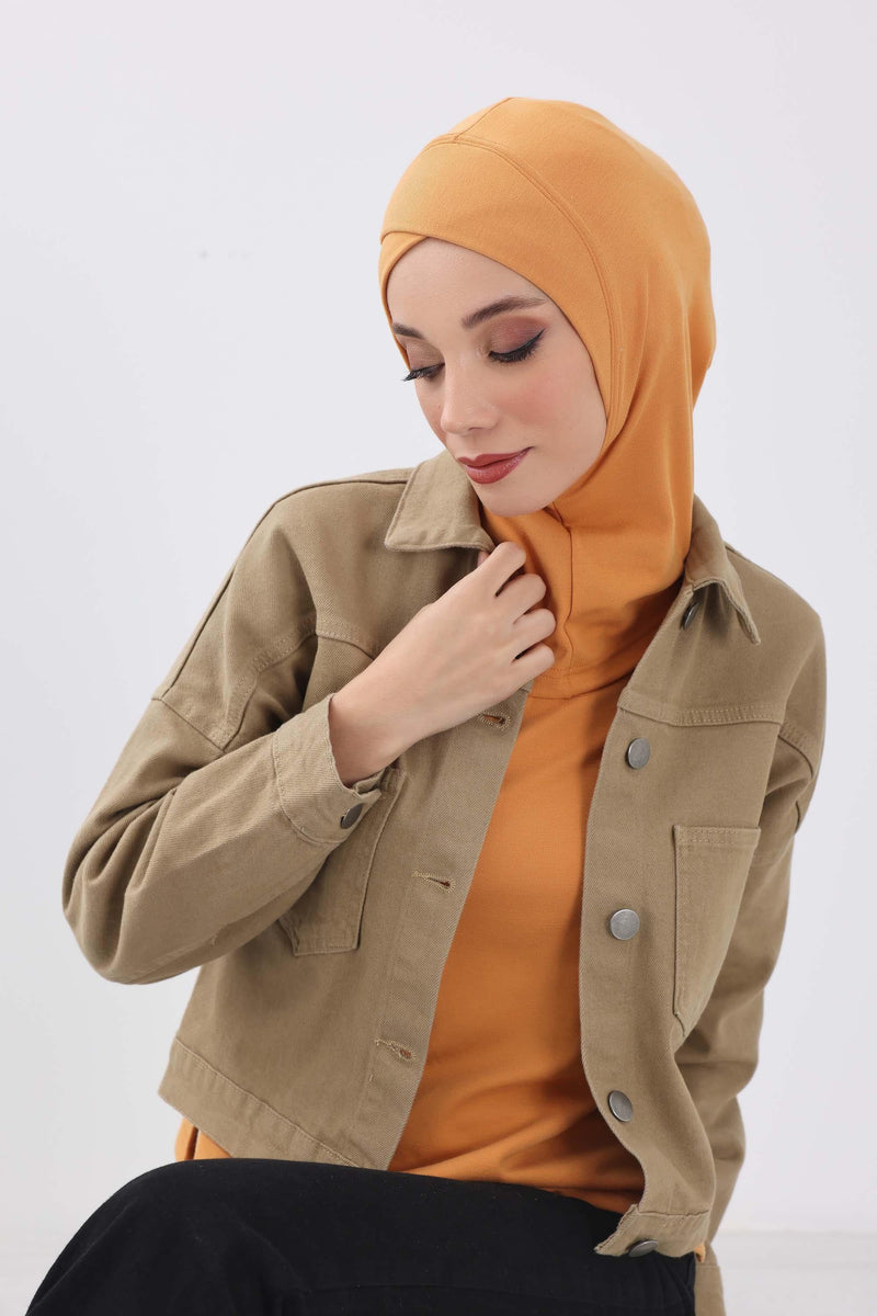 Cross-Stitch Design Inner Turban Bonnet for Women, One-Size Inner Turban Bonnet for Women, Simple Ribbed Winter Hijab Turban Bonnet,TB-4RB