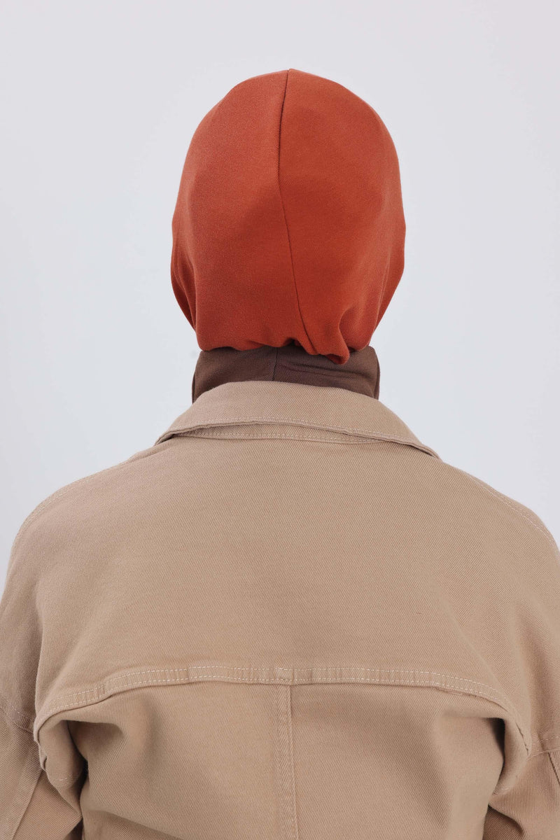 Cross-Stitch Design Inner Turban Bonnet for Women, One-Size Inner Turban Bonnet for Women, Simple Ribbed Winter Hijab Turban Bonnet,TB-4RB