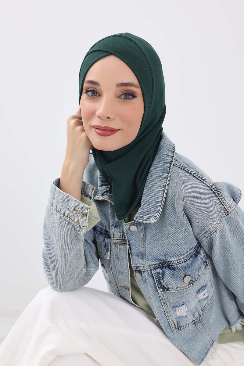 Cross-Stitch Design Inner Turban Bonnet for Women, One-Size Inner Turban Bonnet for Women, Simple Ribbed Winter Hijab Turban Bonnet,TB-4RB