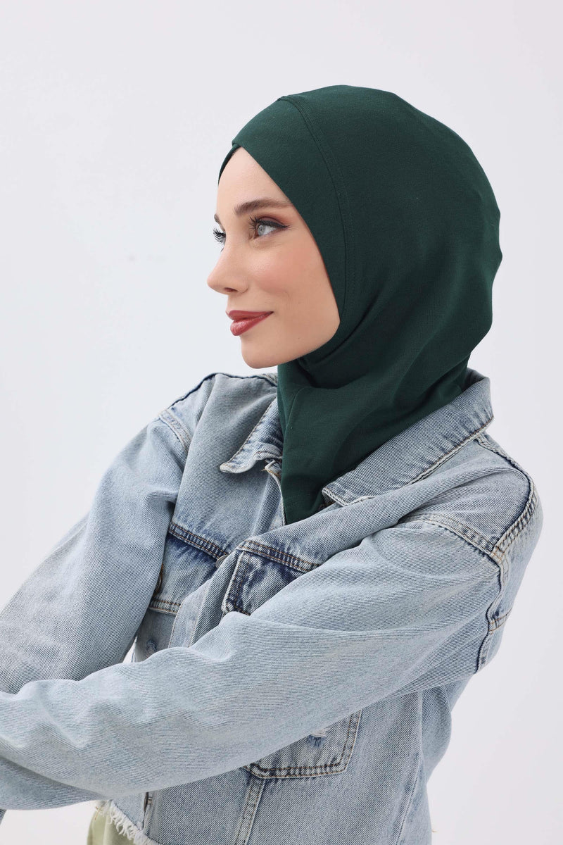 Cross-Stitch Design Inner Turban Bonnet for Women, One-Size Inner Turban Bonnet for Women, Simple Ribbed Winter Hijab Turban Bonnet,TB-4RB