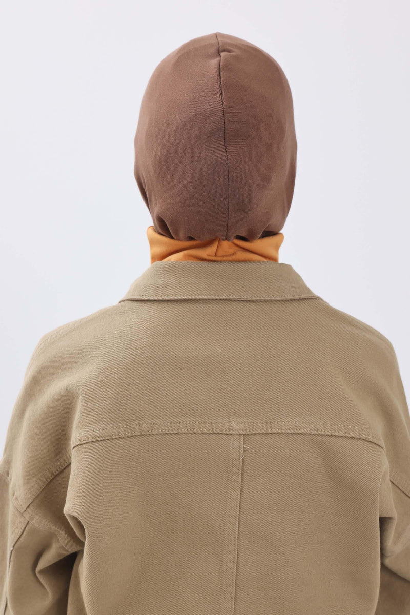 Cross-Stitch Design Inner Turban Bonnet for Women, One-Size Inner Turban Bonnet for Women, Simple Ribbed Winter Hijab Turban Bonnet,TB-4RB