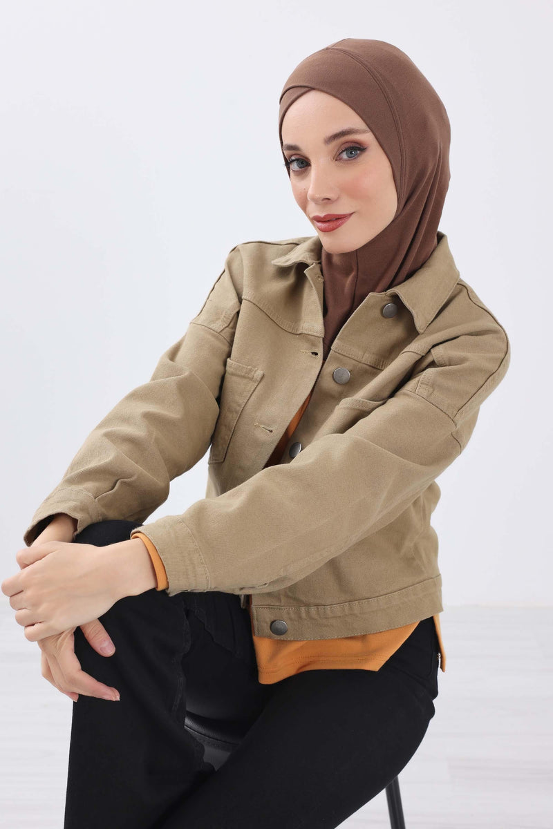 Cross-Stitch Design Inner Turban Bonnet for Women, One-Size Inner Turban Bonnet for Women, Simple Ribbed Winter Hijab Turban Bonnet,TB-4RB