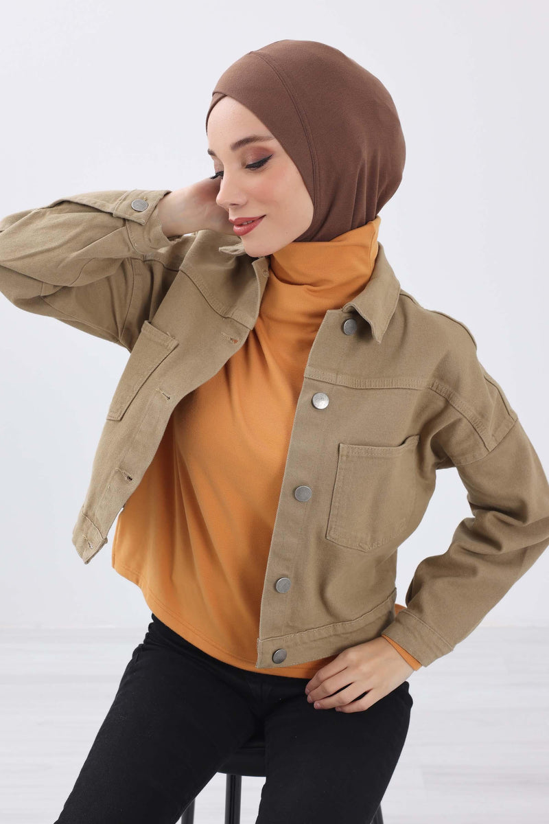 Cross-Stitch Design Inner Turban Bonnet for Women, One-Size Inner Turban Bonnet for Women, Simple Ribbed Winter Hijab Turban Bonnet,TB-4RB