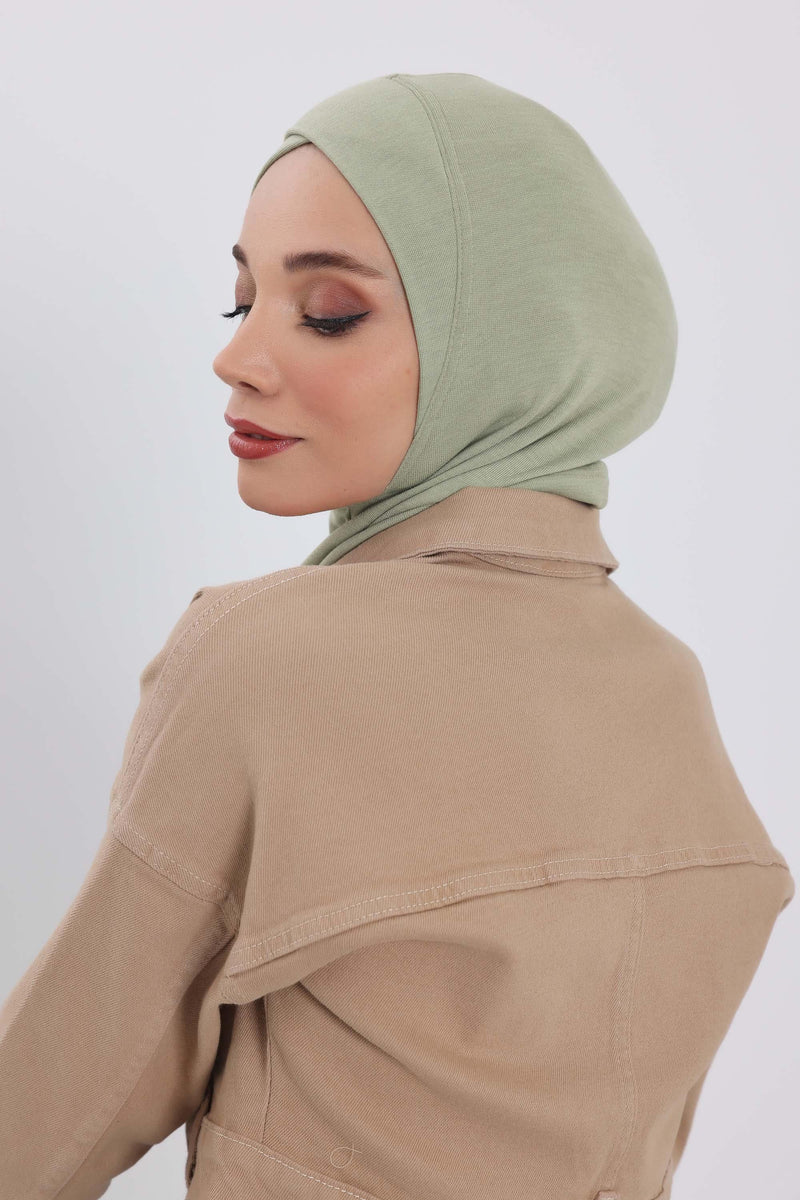 Cross-Stitch Design Inner Turban Bonnet for Women, One-Size Inner Turban Bonnet for Women, Simple Ribbed Winter Hijab Turban Bonnet,TB-4RB