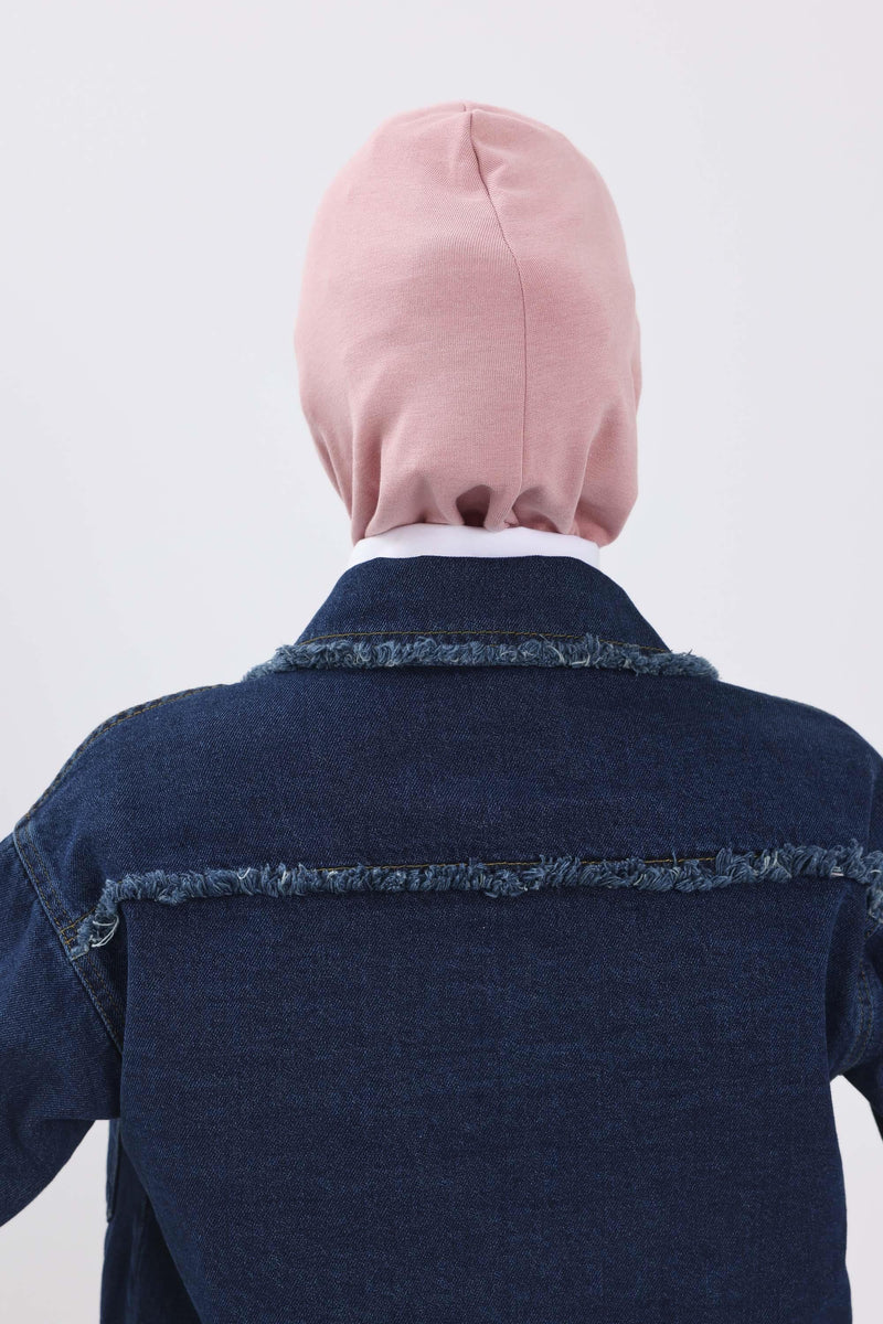 Cross-Stitch Design Inner Turban Bonnet for Women, One-Size Inner Turban Bonnet for Women, Simple Ribbed Winter Hijab Turban Bonnet,TB-4RB