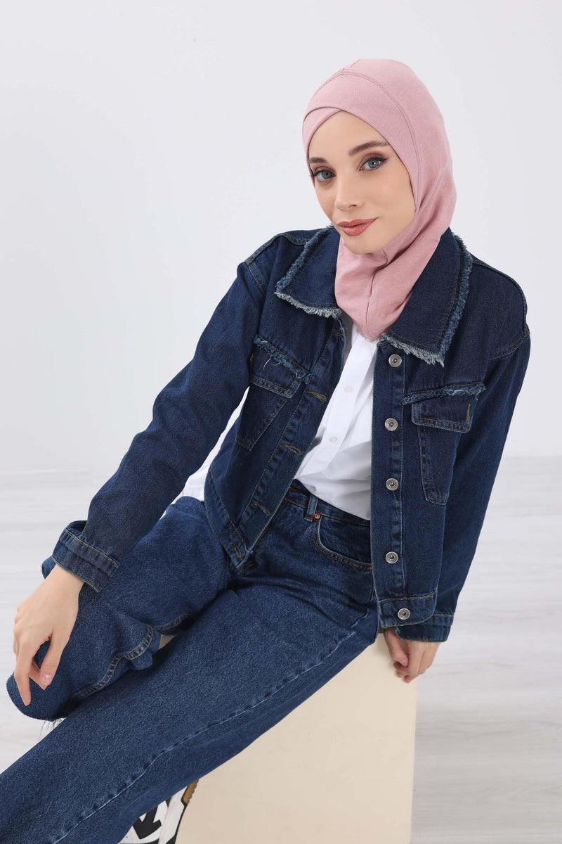 Cross-Stitch Design Inner Turban Bonnet for Women, One-Size Inner Turban Bonnet for Women, Simple Ribbed Winter Hijab Turban Bonnet,TB-4RB