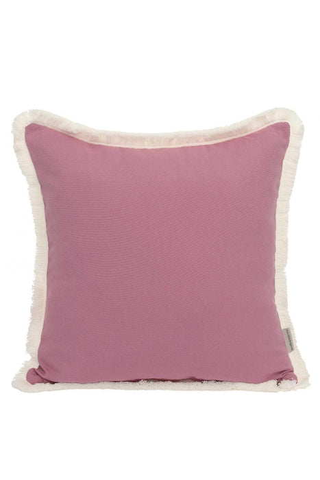 Decorative Solid Throw Pillow Cover surrounded with Fringes, 18x18 Inches Plain Cushion Cover for Living Room and Bedroom Designs,K-140