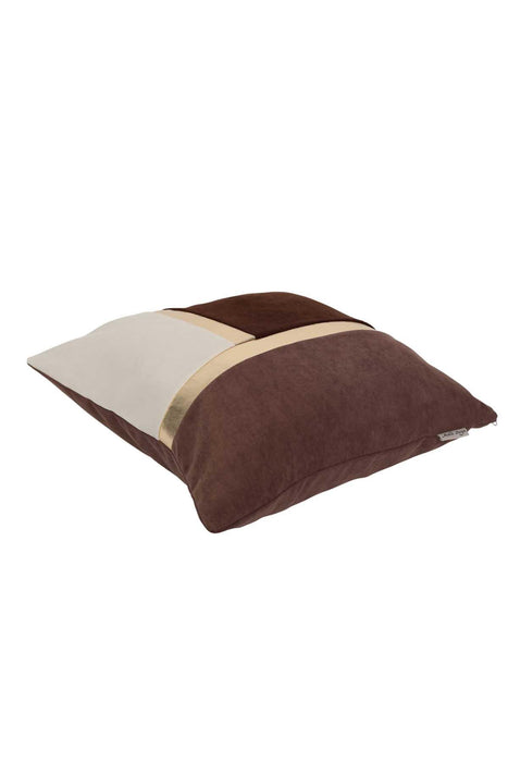 Decorative Pillow Covers Golden Faux Leather Striped Polyester Patchwork Cushion Covers (18 x 18 inch) Modern Velvet Look,K-133