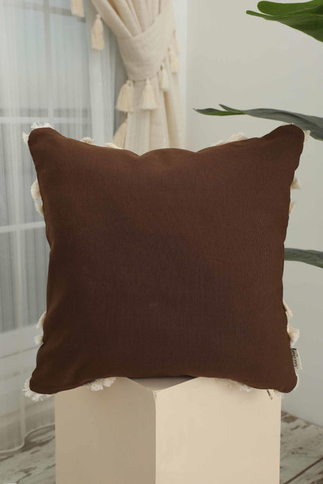 Decorative X Design Hand-Woven Pillow Cover with Fringes, 18x18 Inches Linen Boho Handmade Throw Pillow Cover for Couch and Chairs,K-127