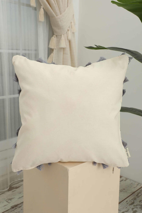 Decorative X Design Hand-Woven Pillow Cover with Fringes, 18x18 Inches Linen Boho Handmade Throw Pillow Cover for Couch and Chairs,K-127