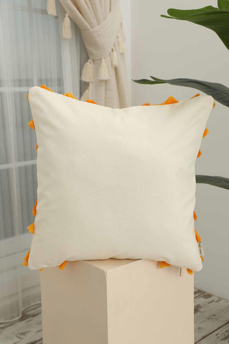 Decorative X Design Hand-Woven Pillow Cover with Fringes, 18x18 Inches Linen Boho Handmade Throw Pillow Cover for Couch and Chairs,K-127
