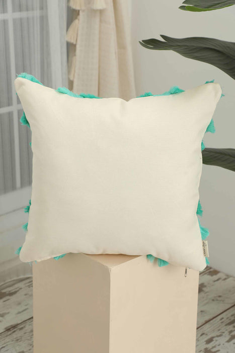 Decorative X Design Hand-Woven Pillow Cover with Fringes, 18x18 Inches Linen Boho Handmade Throw Pillow Cover for Couch and Chairs,K-127
