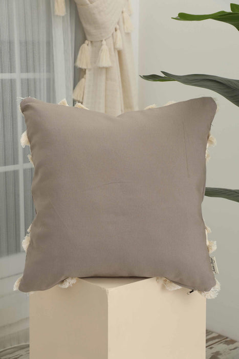 Decorative X Design Hand-Woven Pillow Cover with Fringes, 18x18 Inches Linen Boho Handmade Throw Pillow Cover for Couch and Chairs,K-127