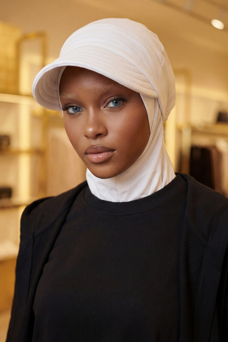 Detachable Visor Cotton Turban for Women Strech Head Wrap Combed Cotton Stylish One-Size Cap,B-82