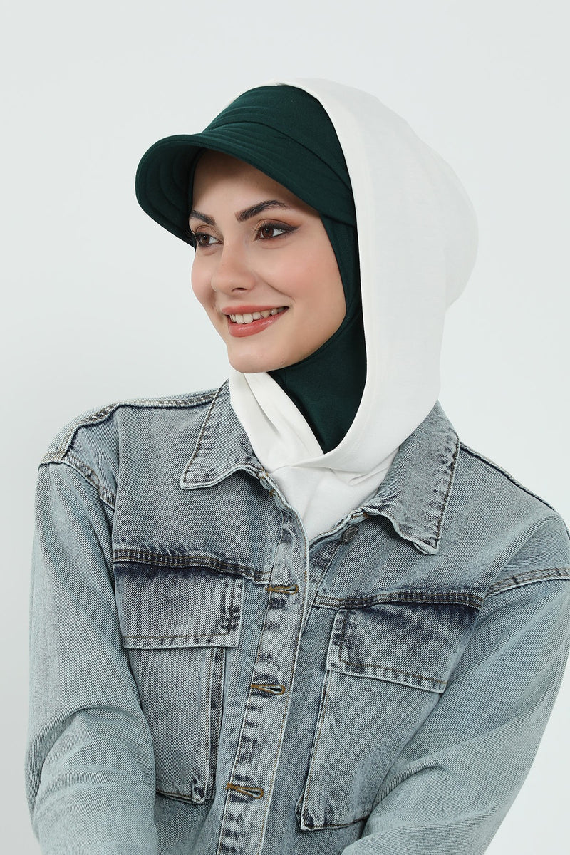 Detachable Visor Cotton Turban for Women Strech Head Wrap Combed Cotton Stylish One-Size Cap,B-82
