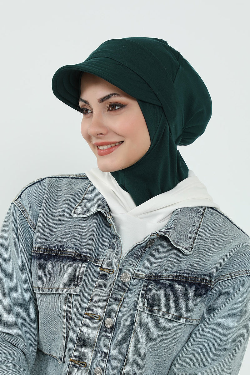 Detachable Visor Cotton Turban for Women Strech Head Wrap Combed Cotton Stylish One-Size Cap,B-82
