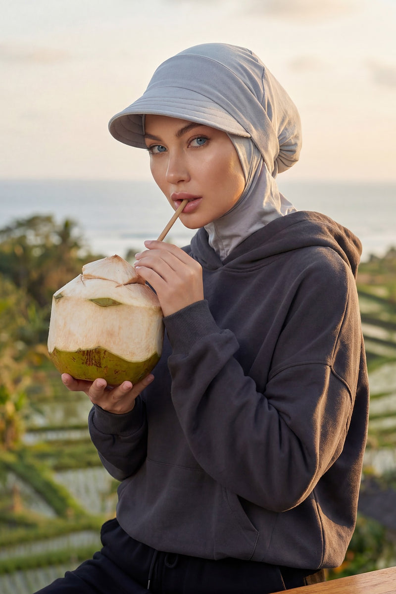 Detachable Visor Cotton Turban for Women Strech Head Wrap Combed Cotton Stylish One-Size Cap,B-82