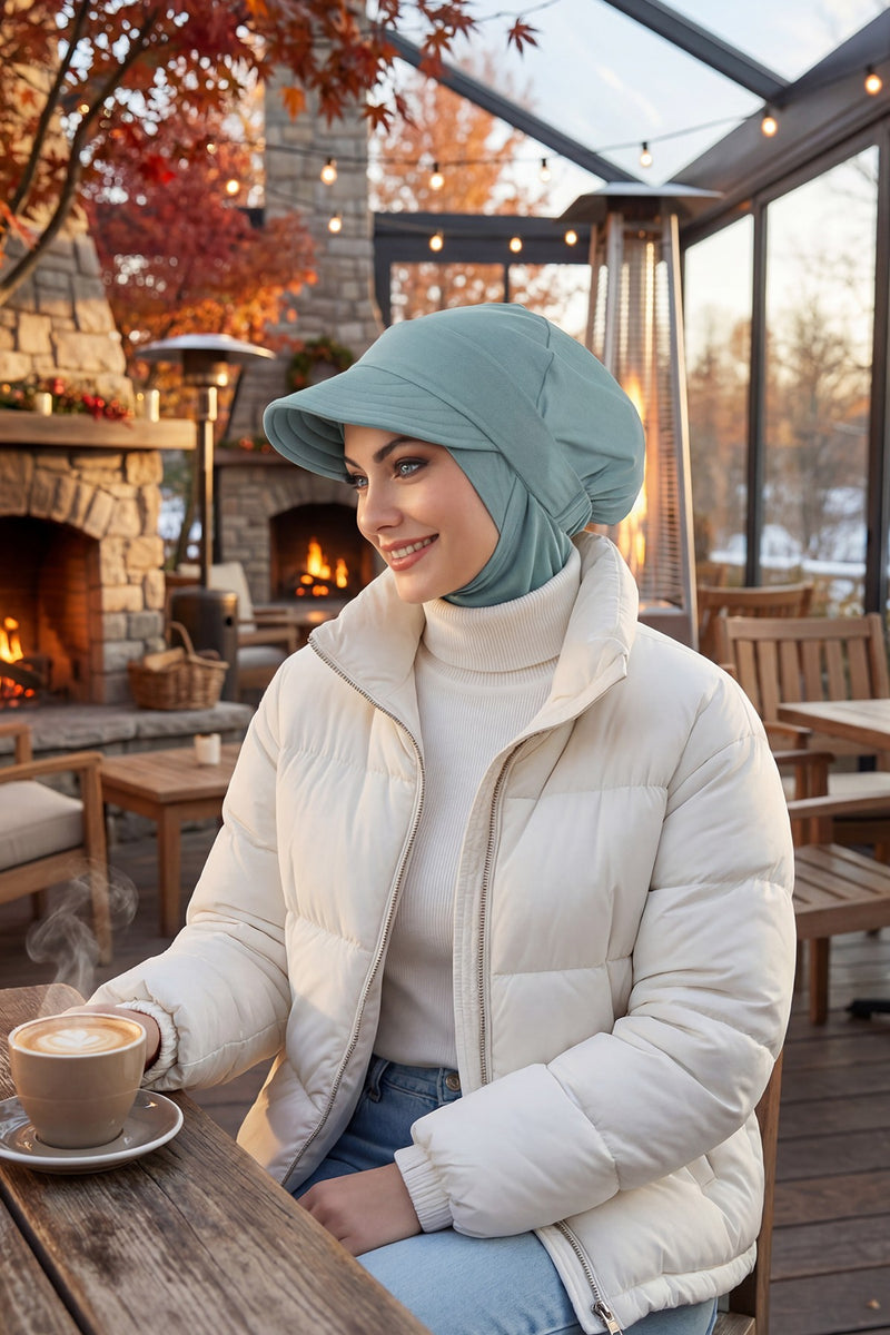 Detachable Visor Cotton Turban for Women Strech Head Wrap Combed Cotton Stylish One-Size Cap,B-82