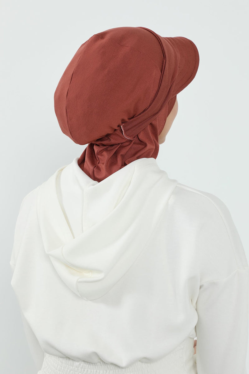 Detachable Visor Cotton Turban for Women Strech Head Wrap Combed Cotton Stylish One-Size Cap,B-82