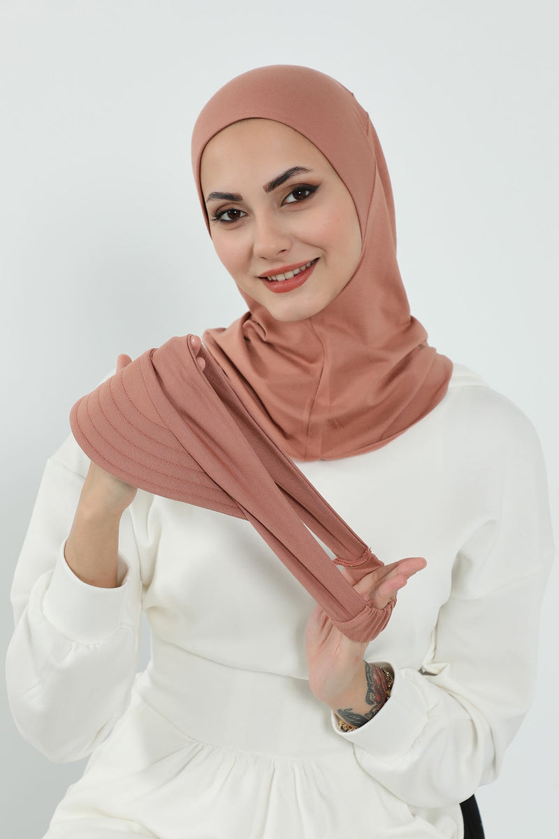 Detachable Visor Cotton Turban for Women Strech Head Wrap Combed Cotton Stylish One-Size Cap,B-82