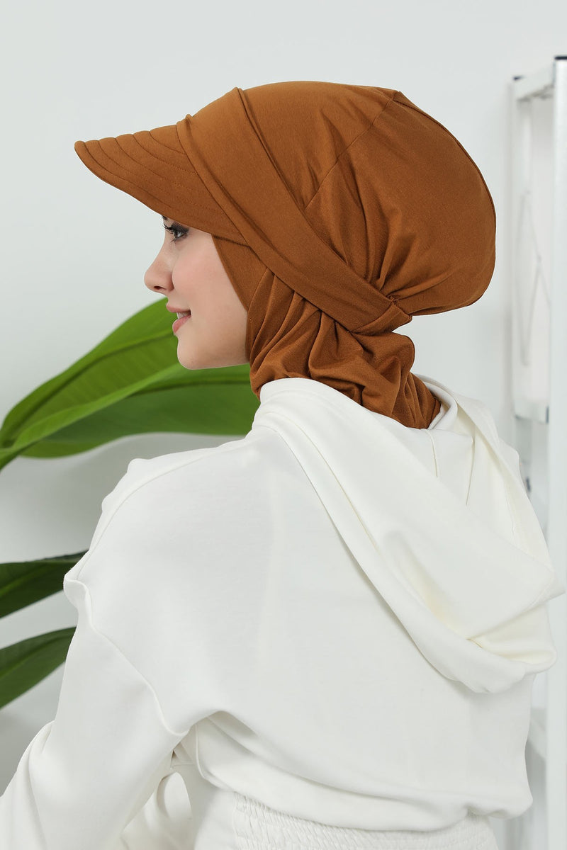 Detachable Visor Cotton Turban for Women Strech Head Wrap Combed Cotton Stylish One-Size Cap,B-82