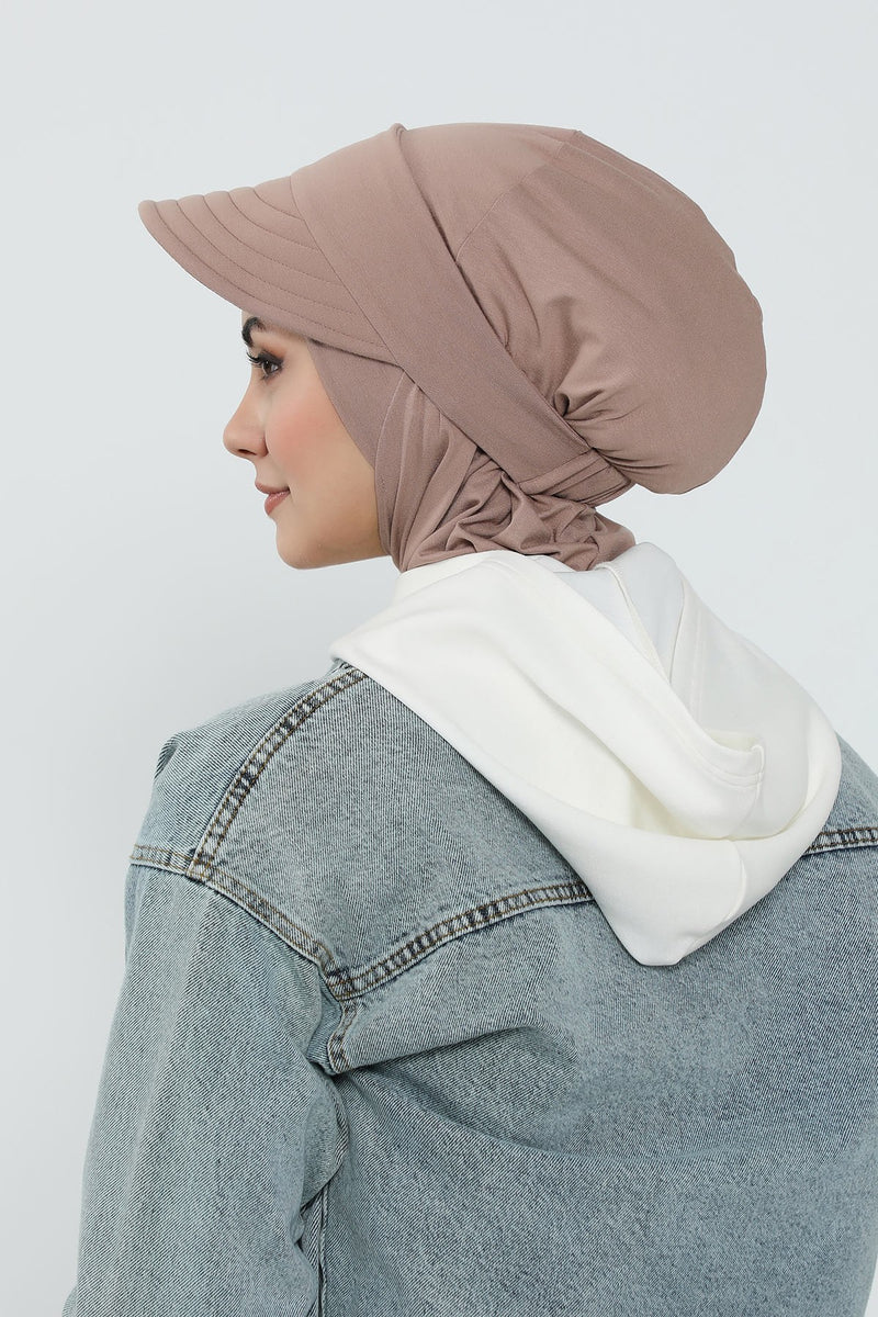 Detachable Visor Cotton Turban for Women Strech Head Wrap Combed Cotton Stylish One-Size Cap,B-82