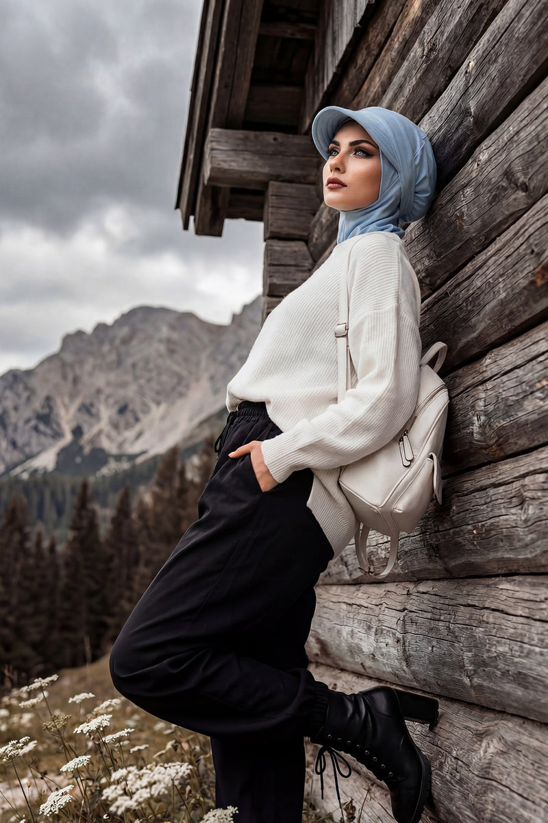 Detachable Visor Cotton Turban for Women Strech Head Wrap Combed Cotton Stylish One-Size Cap,B-82