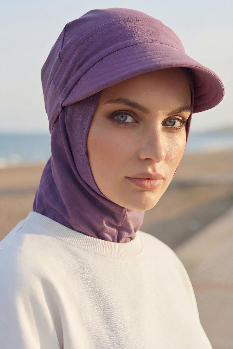 Detachable Visor Cotton Turban for Women Strech Head Wrap Combed Cotton Stylish One-Size Cap,B-82