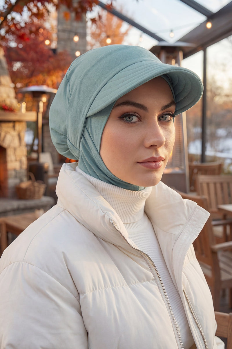 Detachable Visor Cotton Turban for Women Strech Head Wrap Combed Cotton Stylish One-Size Cap,B-82