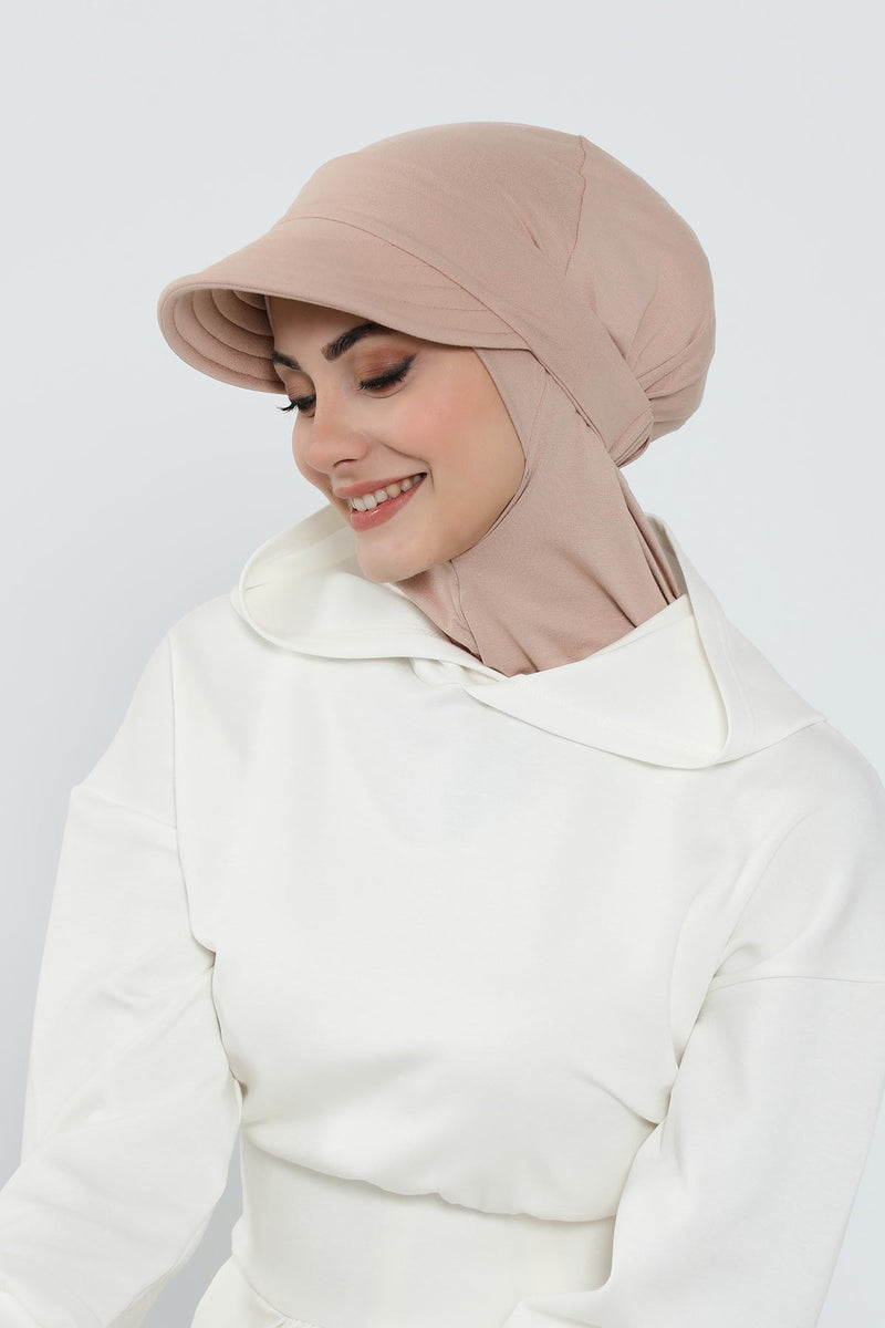 Detachable Visor Cotton Turban for Women Strech Head Wrap Combed Cotton Stylish One-Size Cap,B-82