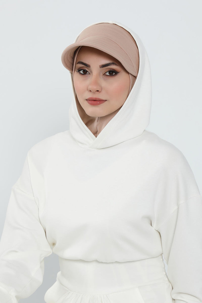 Detachable Visor Cotton Turban for Women Strech Head Wrap Combed Cotton Stylish One-Size Cap,B-82