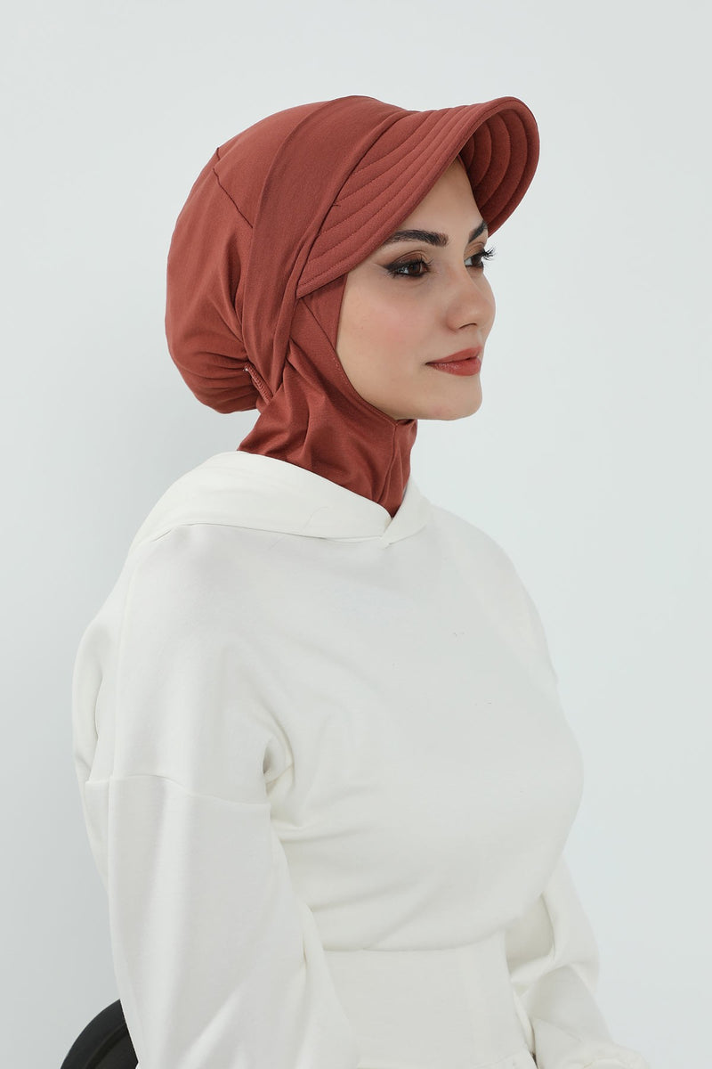 Detachable Visor Cotton Turban for Women Strech Head Wrap Combed Cotton Stylish One-Size Cap,B-82