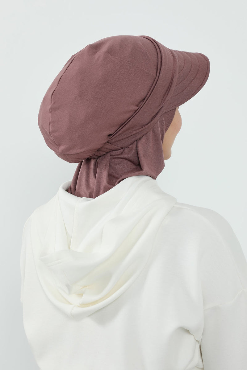 Detachable Visor Cotton Turban for Women Strech Head Wrap Combed Cotton Stylish One-Size Cap,B-82