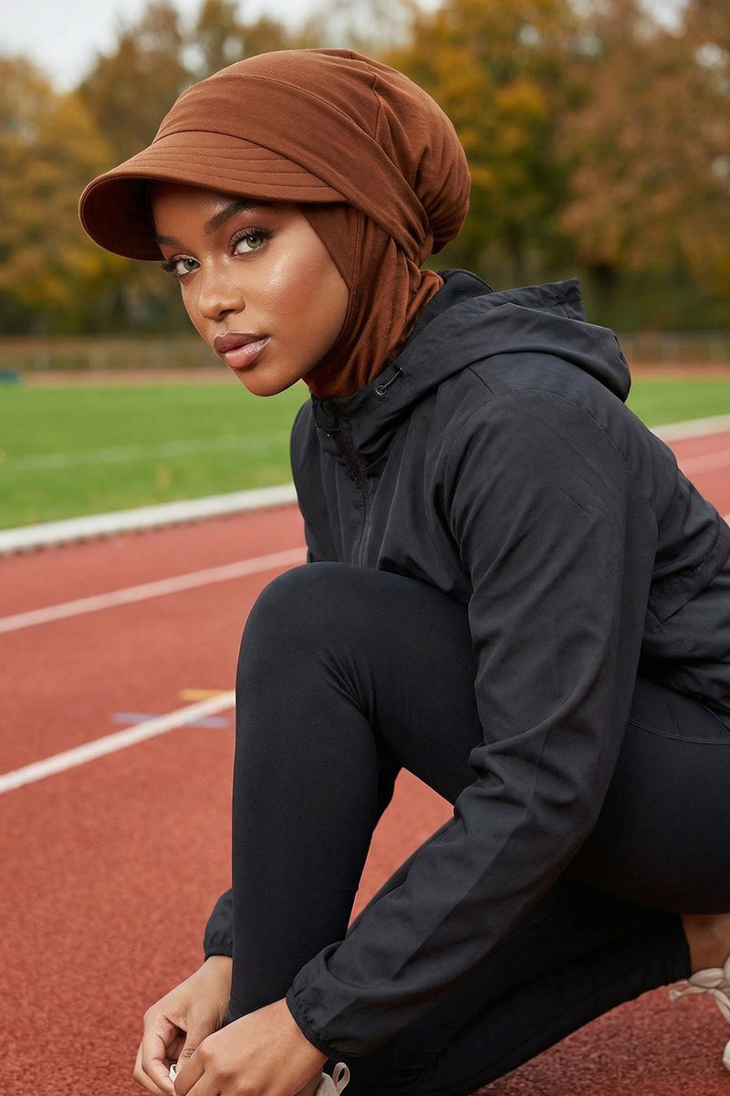 Detachable Visor Cotton Turban for Women Strech Head Wrap Combed Cotton Stylish One-Size Cap,B-82