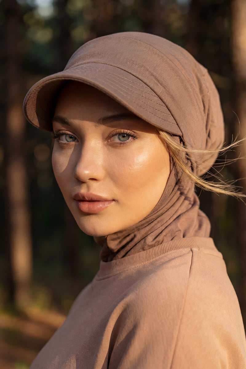 Detachable Visor Cotton Turban for Women Strech Head Wrap Combed Cotton Stylish One-Size Cap,B-82