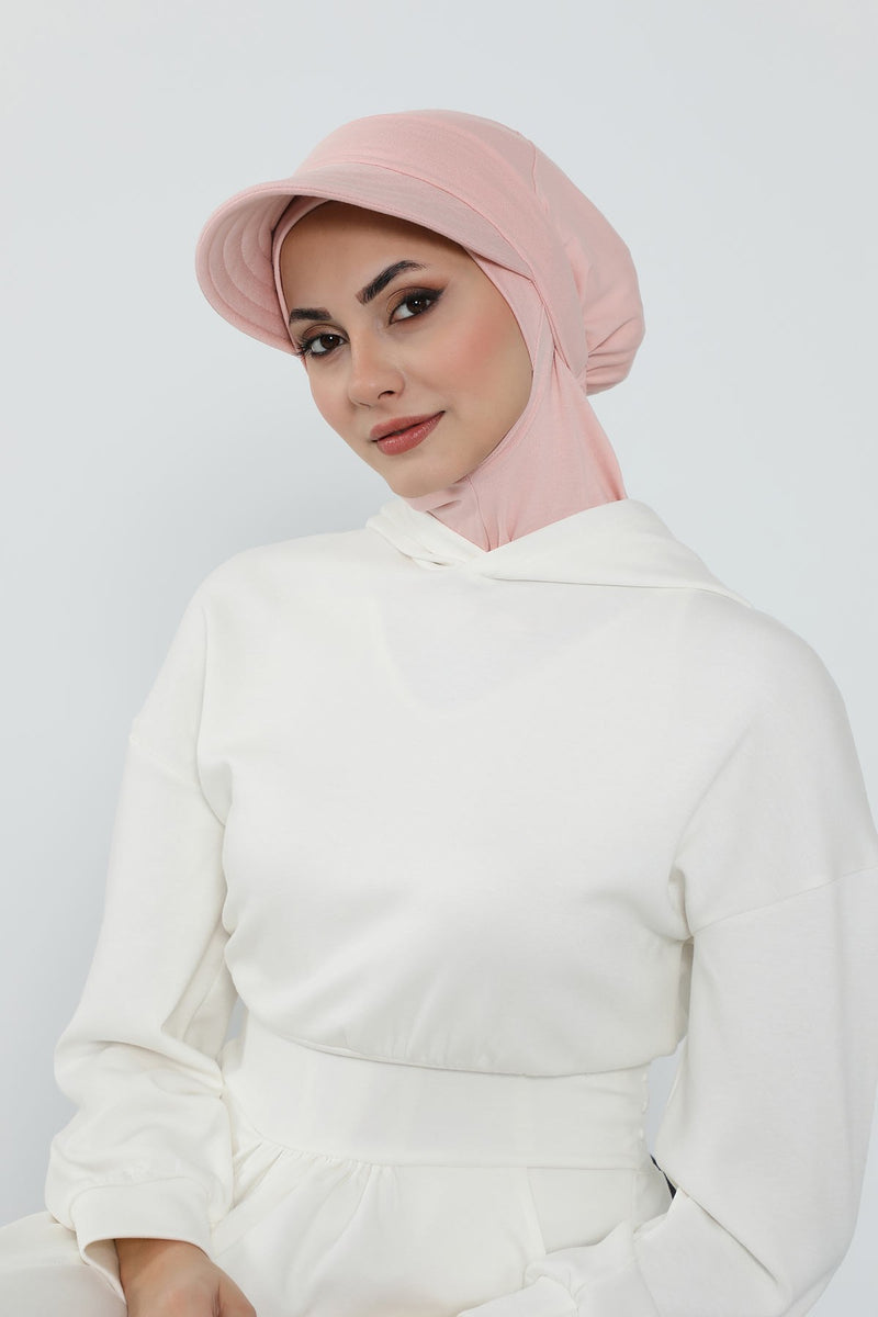 Detachable Visor Cotton Turban for Women Strech Head Wrap Combed Cotton Stylish One-Size Cap,B-82
