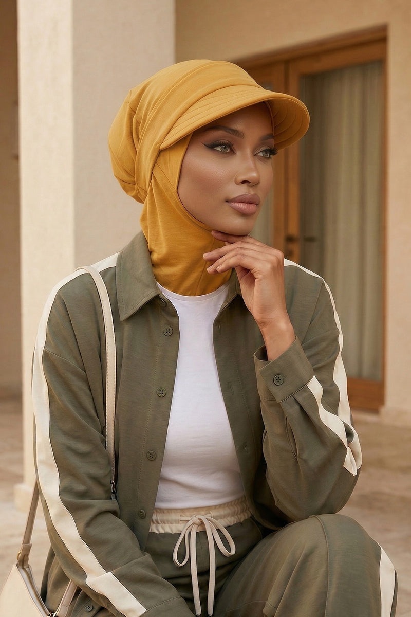 Detachable Visor Cotton Turban for Women Strech Head Wrap Combed Cotton Stylish One-Size Cap,B-82