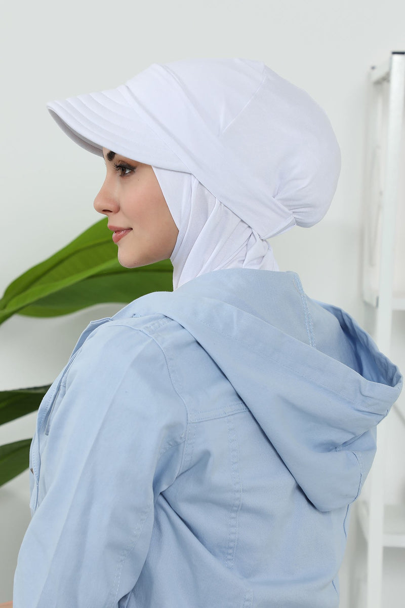Detachable Visor Cotton Turban for Women Strech Head Wrap Combed Cotton Stylish One-Size Cap,B-82