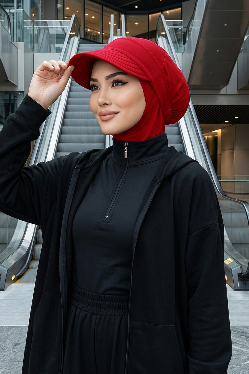 Detachable Visor Cotton Turban for Women Strech Head Wrap Combed Cotton Stylish One-Size Cap,B-82