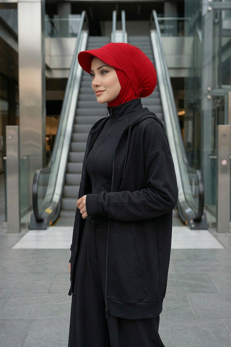 Detachable Visor Cotton Turban for Women Strech Head Wrap Combed Cotton Stylish One-Size Cap,B-82