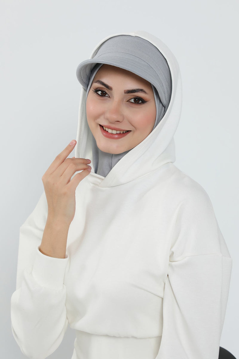Detachable Visor Cotton Turban for Women Strech Head Wrap Combed Cotton Stylish One-Size Cap,B-82