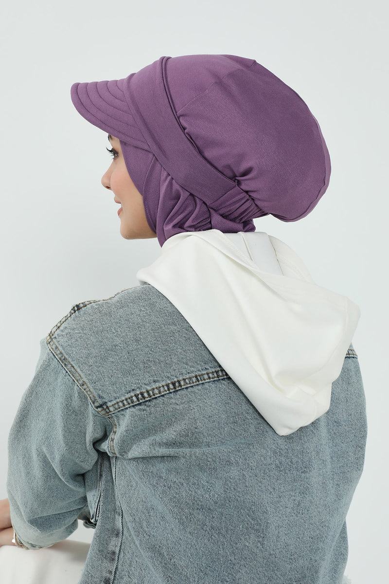 Detachable Visor Cotton Turban for Women Strech Head Wrap Combed Cotton Stylish One-Size Cap,B-82