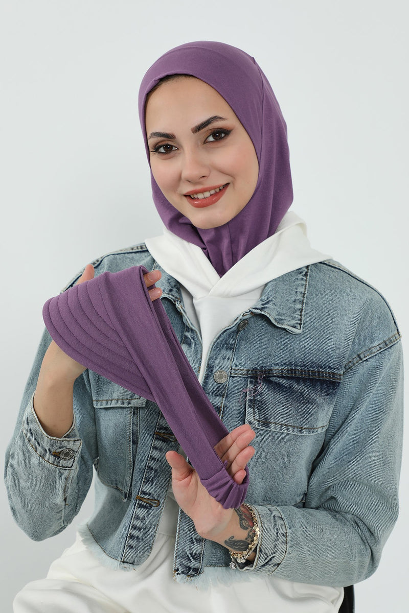 Detachable Visor Cotton Turban for Women Strech Head Wrap Combed Cotton Stylish One-Size Cap,B-82
