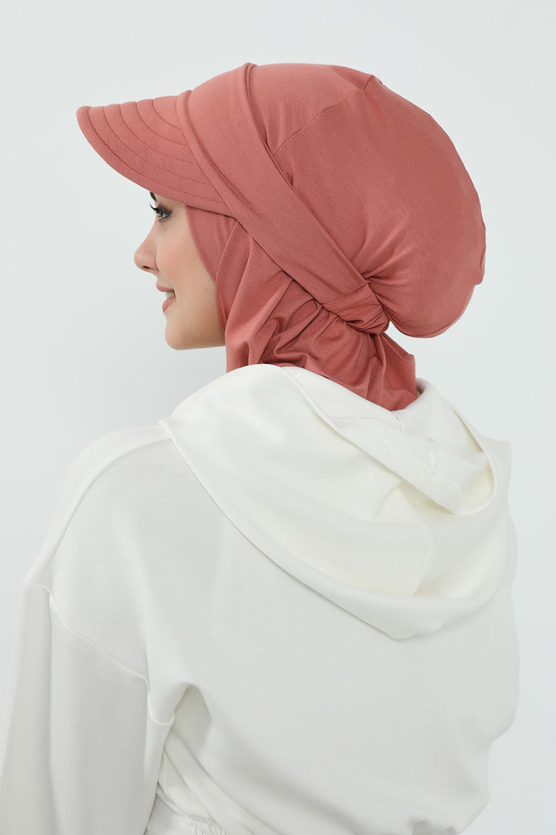 Detachable Visor Cotton Turban for Women Strech Head Wrap Combed Cotton Stylish One-Size Cap,B-82