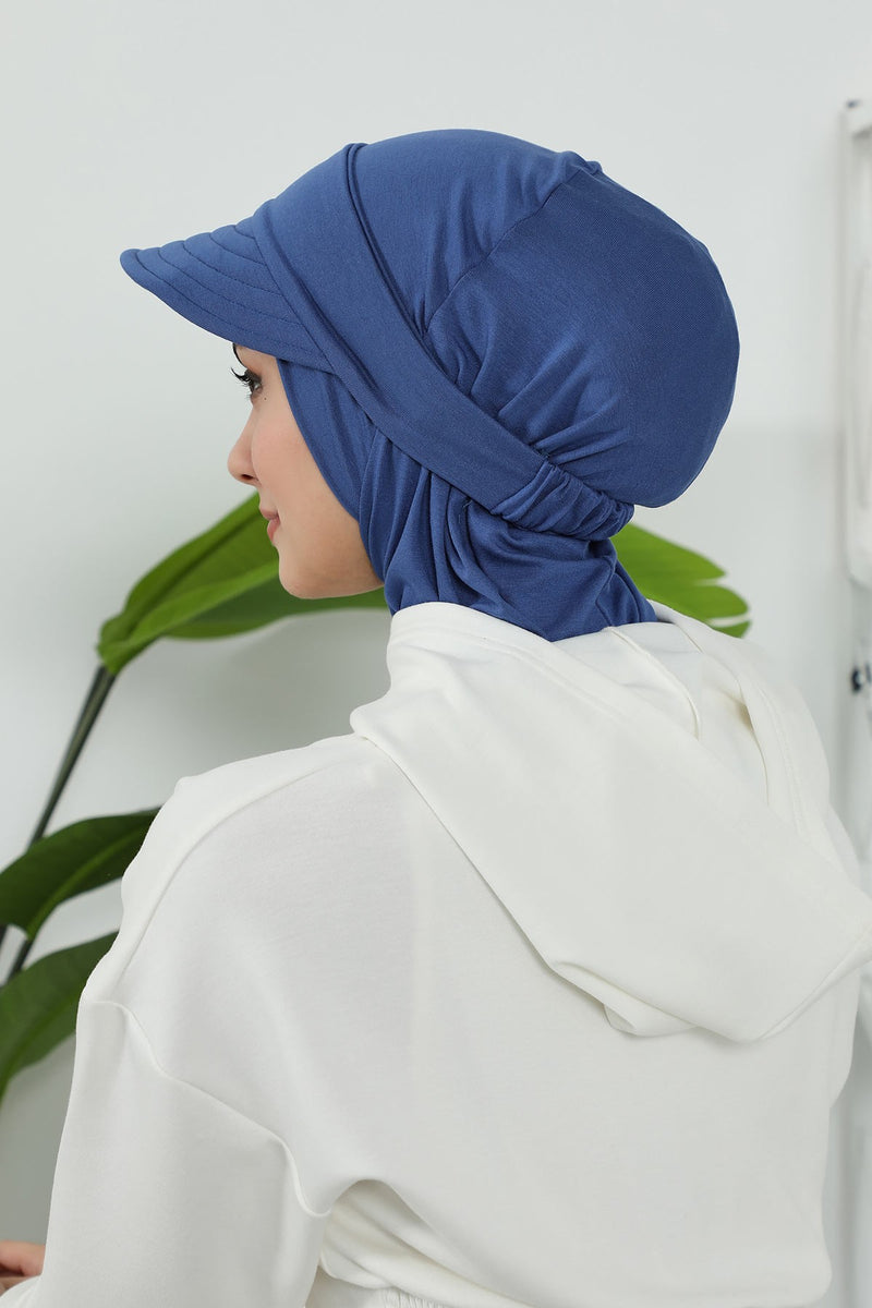 Detachable Visor Cotton Turban for Women Strech Head Wrap Combed Cotton Stylish One-Size Cap,B-82