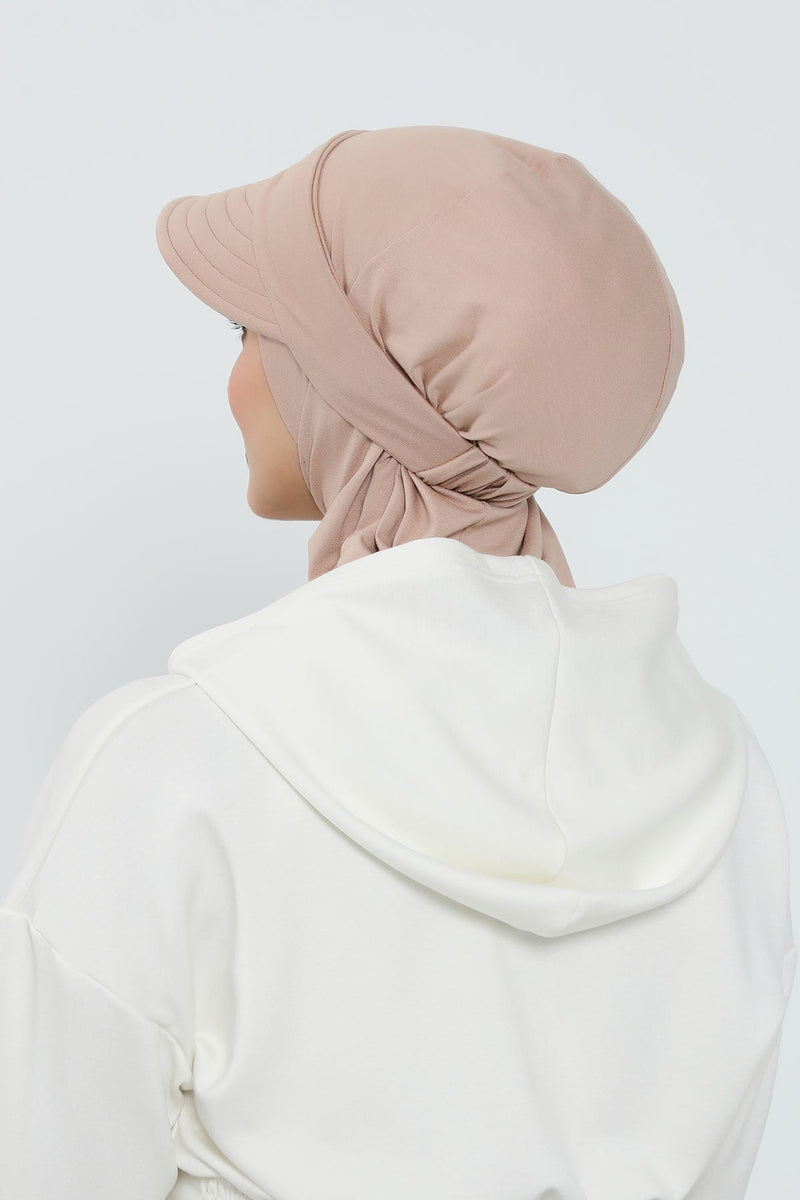 Detachable Visor Cotton Turban for Women Strech Head Wrap Combed Cotton Stylish One-Size Cap,B-82