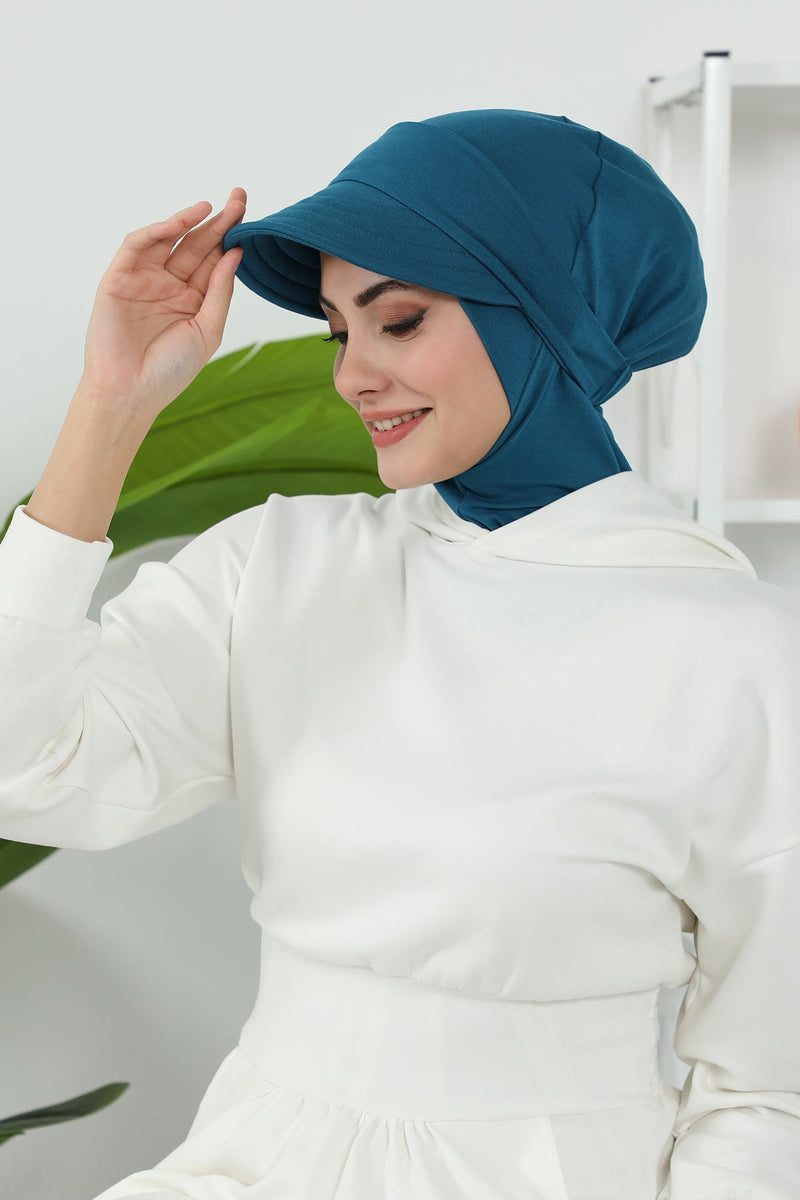 Detachable Visor Cotton Turban for Women Strech Head Wrap Combed Cotton Stylish One-Size Cap,B-82
