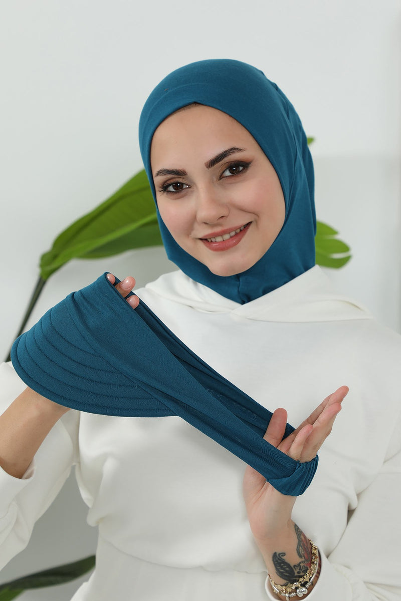 Detachable Visor Cotton Turban for Women Strech Head Wrap Combed Cotton Stylish One-Size Cap,B-82