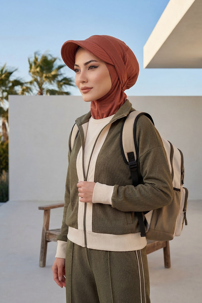 Detachable Visor Cotton Turban for Women Strech Head Wrap Combed Cotton Stylish One-Size Cap,B-82