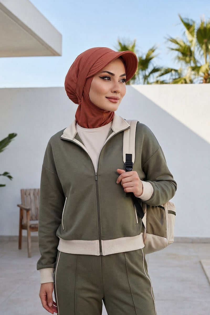 Detachable Visor Cotton Turban for Women Strech Head Wrap Combed Cotton Stylish One-Size Cap,B-82